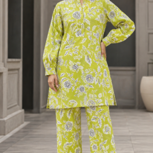 Emerald Flora Printed Cotton 2-Piece Unstitched Suit