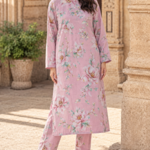 Ivory Bloom Printed Cotton 2-Piece Unstitched Suit