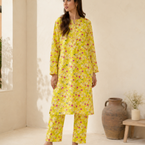 Lime Blossom Printed Cotton 2-Piece Unstitched Suit