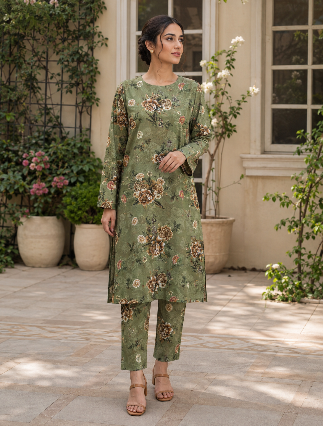 Mauve Garden Printed Cotton 2-Piece Unstitched Suit