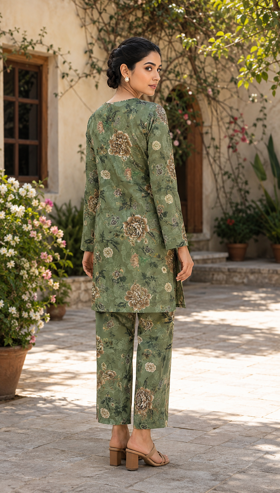 Mauve Garden Printed Cotton 2-Piece Unstitched Suit - Image 2