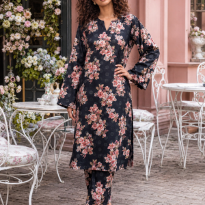 Midnight Rose Printed Cotton 2-Piece Unstitched Suit